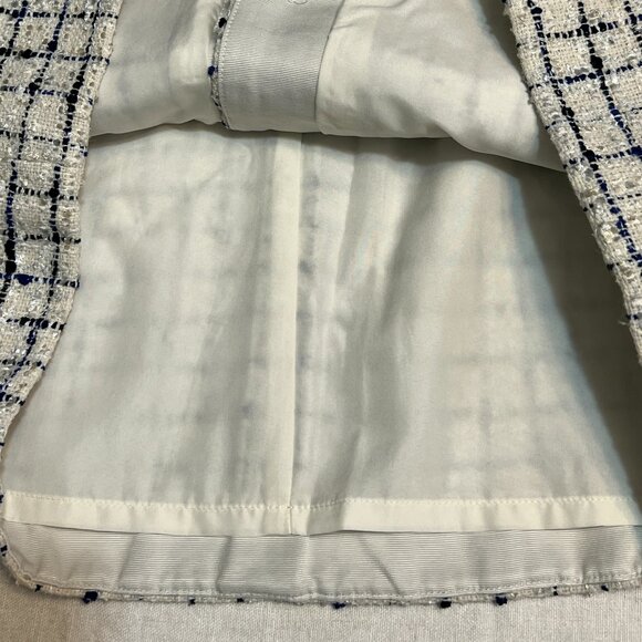 Ann Taylor Tweed Mini Skirt Women’s Size 2 – Blue White Black Check Gold Button - Picture 8 of 8